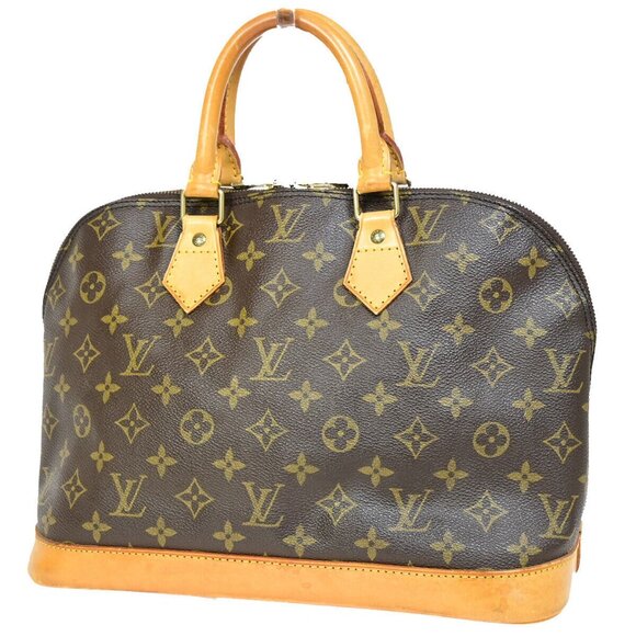 LOUIS VUITTON LV Logo Alma Hand Bag Monogram Leather Brown France - Picture 1 of 16